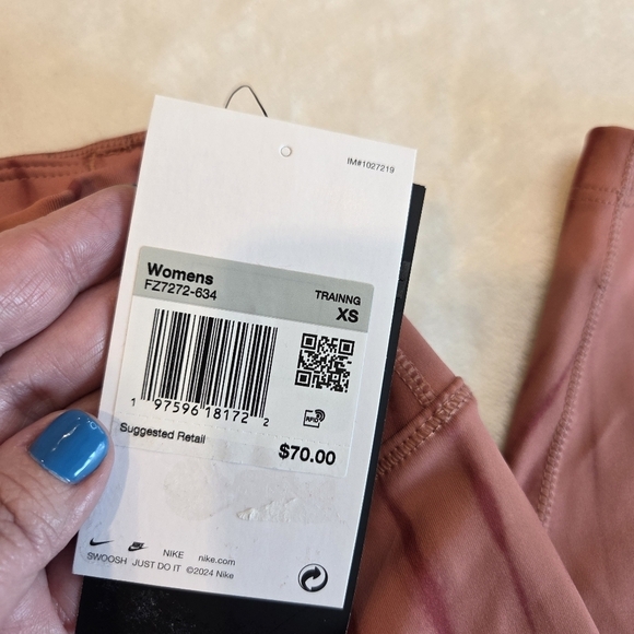 Nike One Dri-FIT Women's Training Leggings Pecan / Rose Clay (FZ7272-634) XS New - Picture 4 of 13
